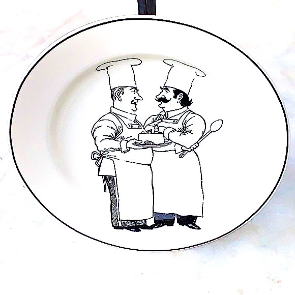 EPOCH LE RESTAURANT SALAD PLATE ROUND 8 1/2 INCH Y2K WHITE BLACK - Picture 1 of 6